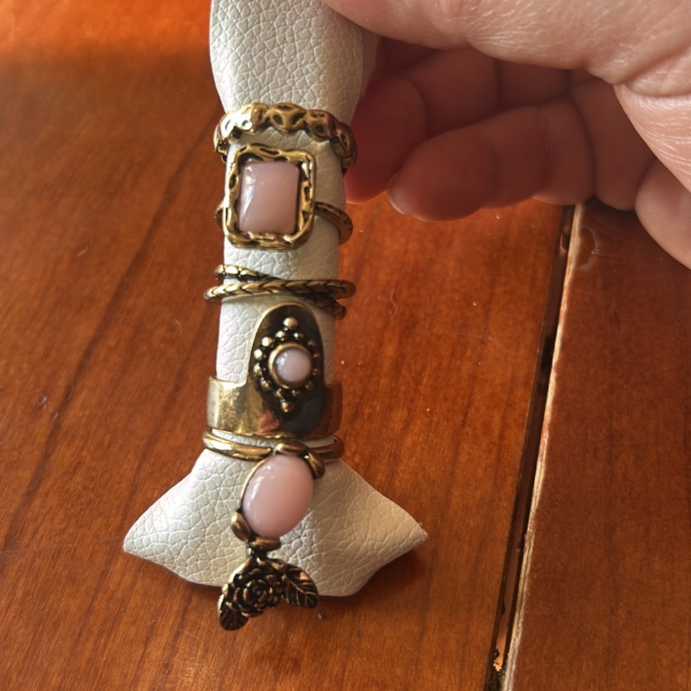 Free People ring stack in pink and gold. New - Picture 3 of 4